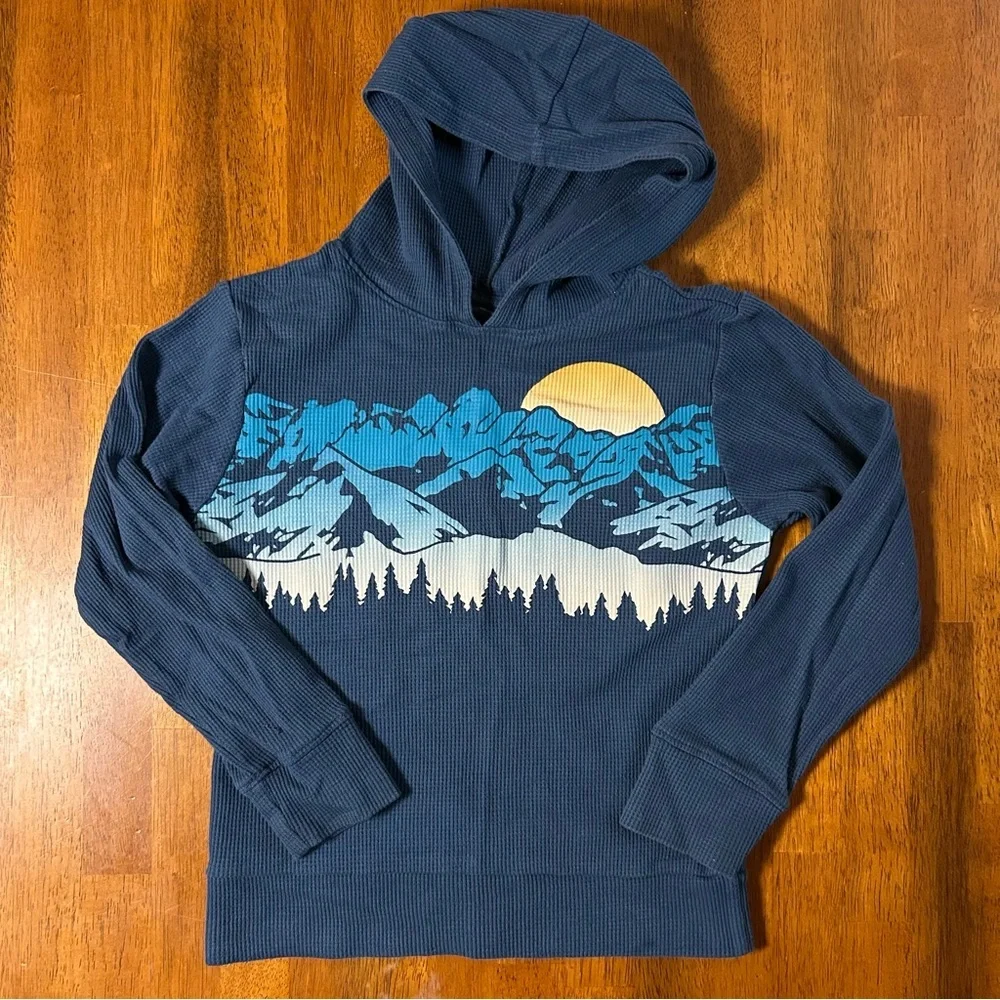 Mountain Hooded Graphic Long Sleeve Top | Blue | Boys S(5/6) | Children’s Place